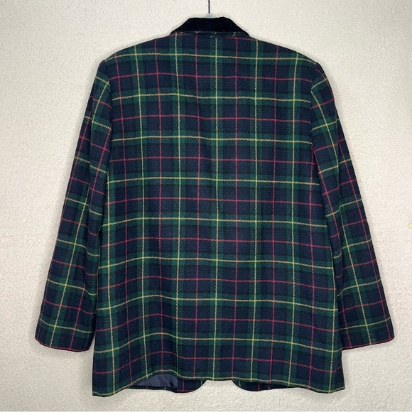 Vintage Sag Harbor Plaid Blazer Jacket-Green/Red-Women’s 12-Christmas-Holidays - Picture 6 of 12